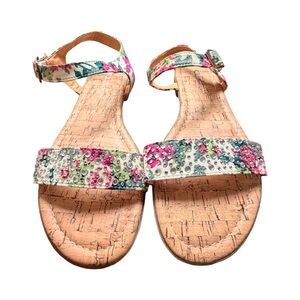 Chinese Laundry floral cork‎ sandals with rhinestone detail